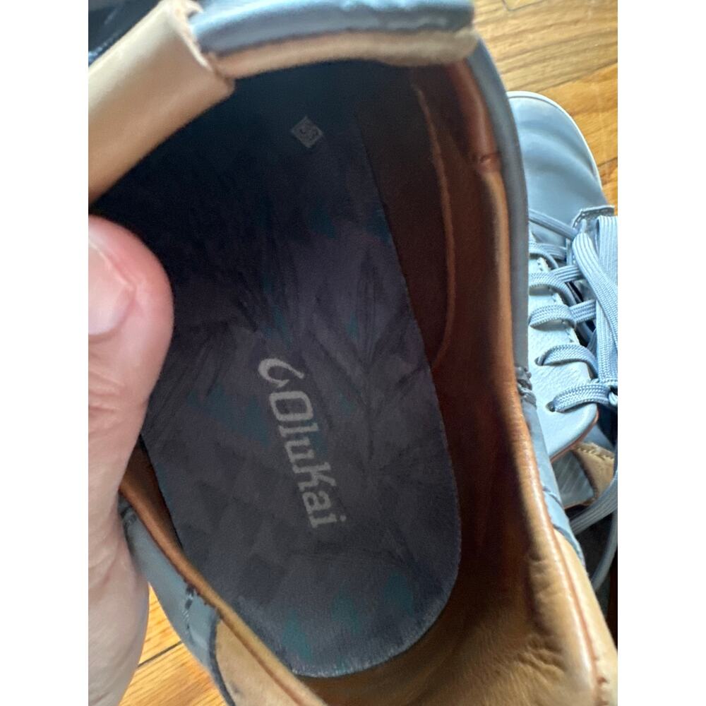 OluKai Men’s Lae‘Ahi Li ‘Ili Leather Sneakers Stone/Gray Size 9 - Picture 8 of 9